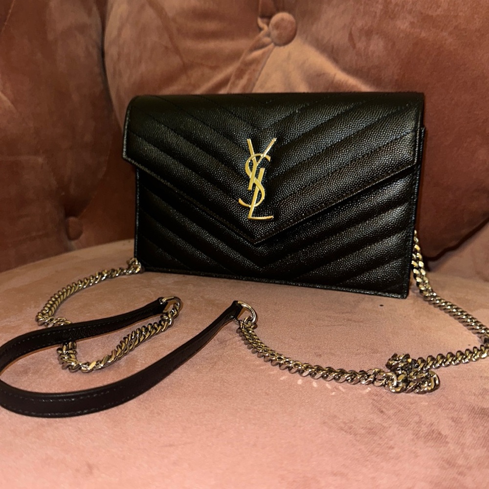 YSL WALLET CHAIN HANDBAG. black great condition purchased in Rome,italy